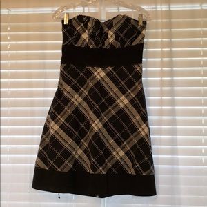 Strapless plaid dress